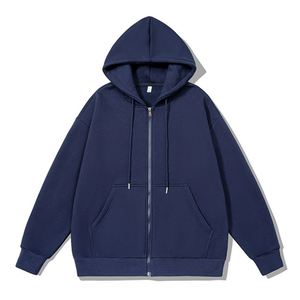 Vente en gros de sweats à capuche personnalisés pour hommes avec fermeture éclair, vêtements de jogging, lettres de broderie personnalisées, manches longues, sweat à capuche avec marque privée - Product Image 2