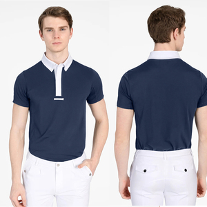 เสื้อโปโลแขนสั้นคอปกพับได้ ผลิตจากผ้าโพลีเอสเตอร์ตาข่ายคุณภาพสูง สวมใส่สบาย เหมาะสำหรับขี่ม้า สำหรับผู้ใหญ่และเด็กผู้ชาย - Product Image 1