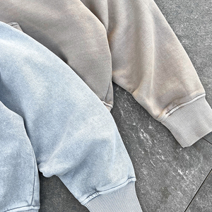 Sudadera con Capucha de Alta Calidad con Lavado Ácido Personalizada, 100% Algodón, Gruesa, Hombros Caídos, Cierre Doble con Cremallera, Sudadera con Capucha con Lavado Ácido para Hombre - Product Image 3