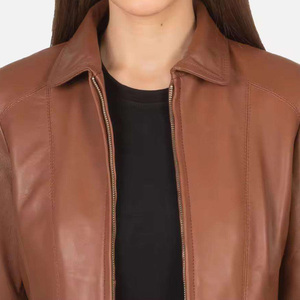 แจ็กเก็ตหนังแท้กันลมสำหรับผู้หญิง2025เสื้อแจ็กเก็ตหนังแท้สำหรับฤดูใบไม้ร่วงโลโก้ออกแบบได้ตามต้องการสำหรับฤดูหนาว - Product Image 4