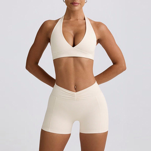Women Yoga Set Halter Sports Bra High Waist Flare Pants Backless Workout Activewear Four-Way Stretch Seamless Elastic Waist - Product Image 6