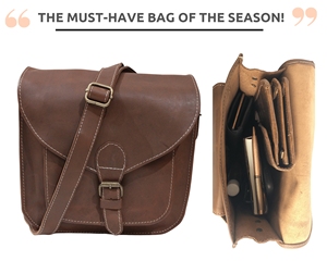 Bolso bandolera de cuero genuino marrón para mujer, bolso de hombro diario con eslinga y monedero cruzado - Product Image 3