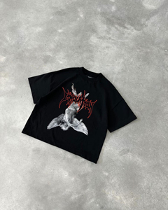 Camiseta negra de gran tamaño con estampado gráfico de calavera con pinchos, ropa de calle, camiseta informal de algodón, Top de moda Punk Rock - Product Image 5