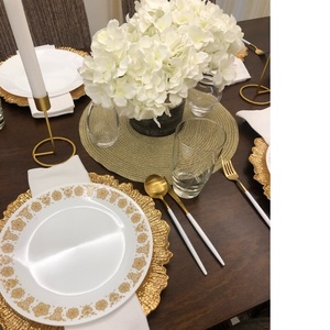 Assiettes décoratives de fête de mariage fournitures de Restaurant vaisselle polie brillante assiettes de chargeur transparentes - Product Image 5