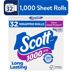 Papel higiénico Scott 1000 Trusted Clean, 32 rollos, seguro para sépticos, papel higiénico de 1 capa - Product Image 5