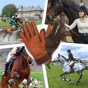 Gants d'équitation d'hiver fabriqués au Pakistan, vente en gros, haute qualité, cuir/spandex durable, doigts entiers, unisexe - Product Image 6
