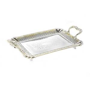 Plateau de présentation de service d'aliments en métal décoratif de table de salle à manger moderne de forme irrégulière pour usage commercial avec logo personnalisé - Product Image 5