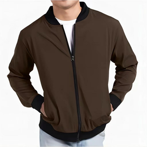 Meilleure vente Nouveau design de veste bombardier pour hommes blouson aviateur respirant à fermeture éclair de couleur unie pour hommes - Product Image 6