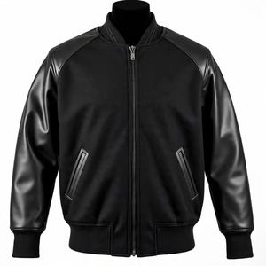 Logo personnalisé brodé coupe-vent hip-up baseball en cuir vintage mode sport surdimensionné streetwear veste universitaire - Product Image 6