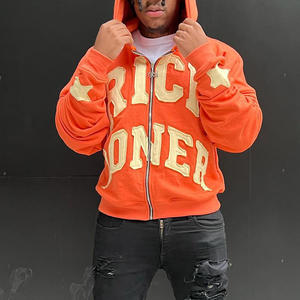 Sudadera con capucha desgastada vintage recortada personalizada Terry francés 100% algodón desteñido lavado ácido Zip up Sudadera con capucha básica mezcla de algodón - Product Image 4