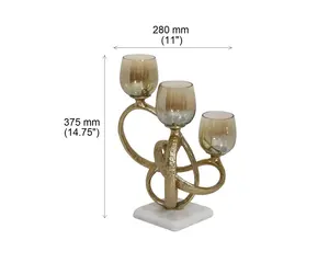 เชิงเทียนฐานหินอ่อนสีขาวมาใหม่พร้อมโลหะรูปตัวทีสำหรับตกแต่งเชิงเทียนในโอกาสเทศกาลคริสต์มาส - Product Image 1