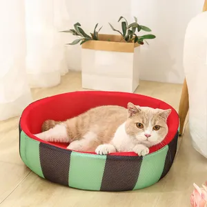 귀여운 수박 패턴 라운드 냉각 통기성 매트 파인 솜씨 고양이 개 침대