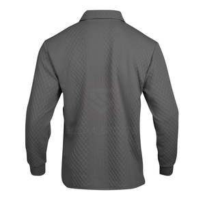 Polo de Manga Larga para Hombre, Tejido de Gofre Texturizado, Gris, Informal, para Otoño, Mezcla de Algodón, Logotipo Personalizado, Suéter Elegante para Uso Diario - Product Image 4