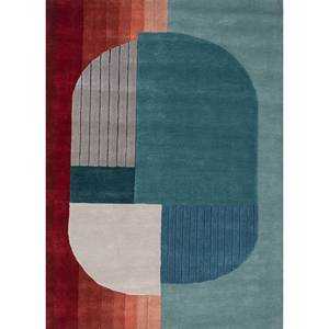 Alfombra de Lana y Viscosa Azul Tejida a Mano con Diseño Abstracto para Hogar, Dormitorio, Sala de Estar, Pasillo, Entrada, Tamaño Rectangular 9x12 - Tnq-3230 - Product Image 1