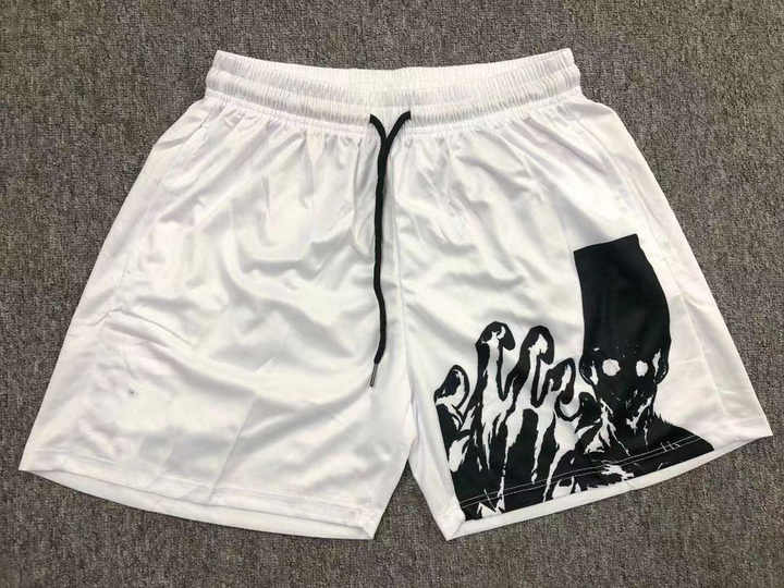 Manufacturer's Single-layer Seam 5-inch Men's Black Custom Cut Fitting Polyester Wide Leg Anime Gym Mesh Shorts