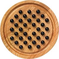 Solitaire en marbre Jeu de société en bois - Ensemble complet avec plateau et 33 billes en bois