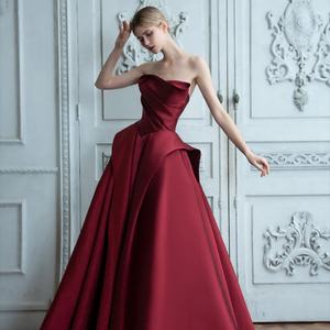 Élégante <span class=keywords><strong>robe</strong></span> de mariée bordeaux à une épaule pour <span class=keywords><strong>femme</strong></span> à la mode grandes tailles pour un usage quotidien - Product Image 6