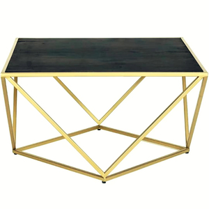 โต๊ะกาแฟกรอบสีทองรูปทรงเรขาคณิตทำจากไม้สีดำทันสมัยสำหรับเฟอร์นิเจอร์บ้านสำหรับห้องนั่งเล่นวิลล่าร้านอาหาร - Product Image 1