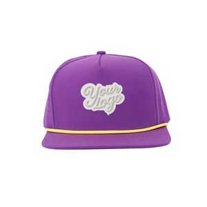 Tour Style <b>Flat</b> Brim Rope Golf <b>Hat</b> with Raised 3D Embroidery Logo Custom Inner Woven Label and Adjustable Snapback Closure - Product Image 3