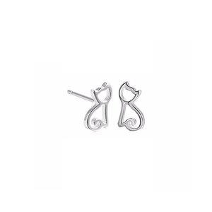 Orecchini a Perno in Argento Sterling a Forma di Gattino, con Motivo Animale, Ideali come Regalo - Product Image 3