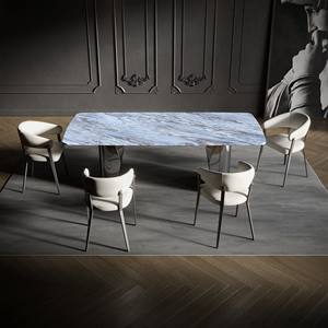 Chaise de salle à manger en aluminium rembourrée en similicuir blanc traditionnel pour l'ameublement de la maison - Product Image 5