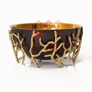 Bol décoratif en métal doré avec supports à fleurs/Bols décoratifs fantaisie en métal pour aliments secs et salades et aliments secs Best-seller - Product Image 5