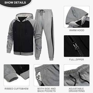 Unisex 100% Cotton Jogger Sets Custom Logo Printed Casual Winter Tracksuit Hooded Collar Men's 2-Piece <b>Sweat</b> Suits - Product Image 5