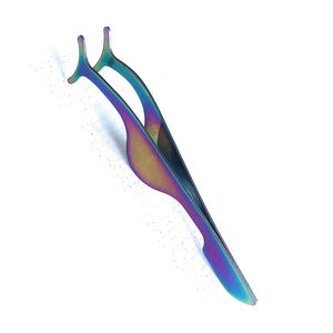 แหนบติดขนตาปลอมสีรุ้งแหนบติดขนตาปลอมเคลือบเงาทำจากสเตนเลสสตีล - Product Image 5