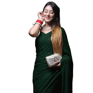 Bollywood Belle Fantaisie Georgette Saree Collection Broderie Bangloriy Soie Séquence Travail En Ligne Vente Indien Pakistanais - Product Image 1