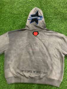 Sudadera con capucha de lavado ácido pesado de alta calidad 100% algodón ropa de calle recortada bordado de angustia cremallera Premium esencial de invierno - Product Image 6