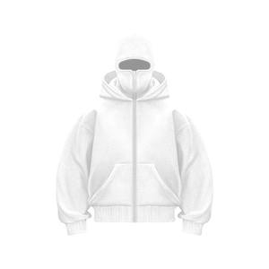 Sweat à capuche double personnalisé de qualité supérieure pour hommes Ninja Sweat à capuche double fermeture éclair avec logo de broderie personnalisé Tissu polaire - Product Image 5