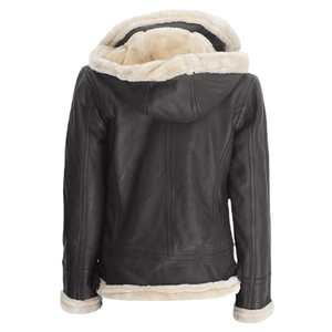 Chaqueta de cuero de piel de oveja auténtica 100% marrón para mujer, chaqueta Bomber de cuero para mujer - Product Image 6