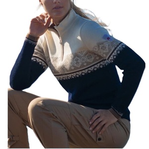 2025 FNJIA femmes personnalisé Jacquard tricot pull 100% coton pull à fermeture éclair Style européen-américain décontracté hiver - Product Image 6