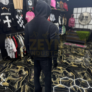 Survêtement élégant imprimé strass pour hommes 2 pièces ensemble luxe Hip Hop Streetwear conception personnalisée survêtements respirants avec patch - Product Image 4