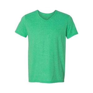 T-shirt de sport d'été pour hommes à la mode Nouvelle mode col en V à manches courtes couleur unie sur mesure en polyester coton chemises pour hommes OEM - Product Image 3