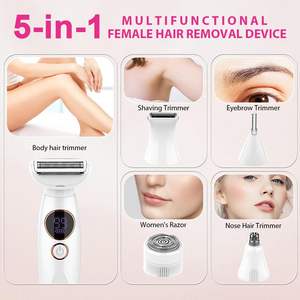 Depiladora y Recortadora Eléctrica 5 en 1 para Mujer, con Cinco y Doble Cuchillas, Lavable, para Cuerpo, Área Púbica, Bikini, Axilas, Piernas y Nariz - Product Image 4