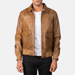 Veste en cuir de vache marron décontractée pour hommes, hiver, logo personnalisé, fermeture éclair, toutes tailles, pour la conduite à moto - Product Image 3