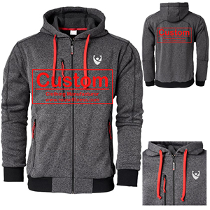 Custom Wholesale Men Fleece Hoodie Soft Knit Jacket Warm Inner Fleece <b>Red</b> Zip & Drawstring Side Pockets 300GSM Cotton - Product Image 1