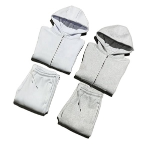 ชุดวอร์มมีซิปสำหรับผู้ชายชุด420gsm มีฮู้ดและกางเกงวอร์มผ้าคอตตอนสีพื้นออกแบบได้ตามต้องการ - Product Image 2