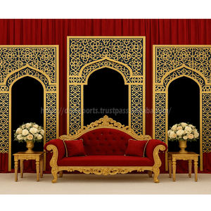 Paneles de fondo de boda de corte láser de oro real para decoración de escenario, lujosos paneles de escenario para eventos de boda, configuraciones de recepción duraderas en el Reino Unido - Product Image 1