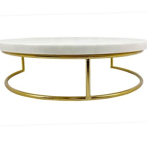 All-Season Marble <b>Cake</b> <b>Stand</b> with Stainless Steel Brass-Plated Base for Hotels Weddings Big Sizes in Black and White - Product Image 5