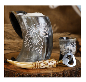 Taza de Cuerno de Búfalo Ecológica, Suministro al por Mayor de Tazas de Cuerno con Diseño Clásico Grabado - Product Image 1
