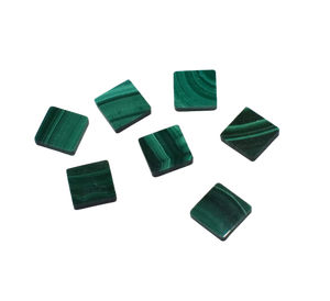 Natural Green <b>Malachite</b> 10mm Flat Square Shape Cabochon Gemstone for 925 Sterling Silver Jewelry Making Brass <b>Bracelet</b> All Sizes - Product Image 1
