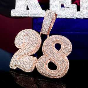 Colgante de plata de ley 925 con 75 diamantes de moissanita VVS, estilo hip hop, con números, para hombre y mujer, joyería de lujo personalizada. - Product Image 5