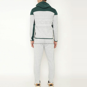 Ensemble de survêtement pour homme en coton lourd 500 g/m², deux pièces, avec fermeture éclair, sweat-shirt et pantalon de survêtement personnalisés de haute qualité - Product Image 4