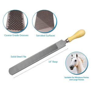 14 "สองด้านม้ากีบเท้าสัตว์โลหะและอุปกรณ์ดูแลม้าเหล็กพร้อมด้ามจับไม้ - Product Image 5