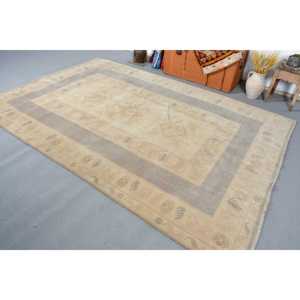 Grand tapis turc vintage 6,5x9,7 pieds, tapis abstrait beige en laine - Product Image 3