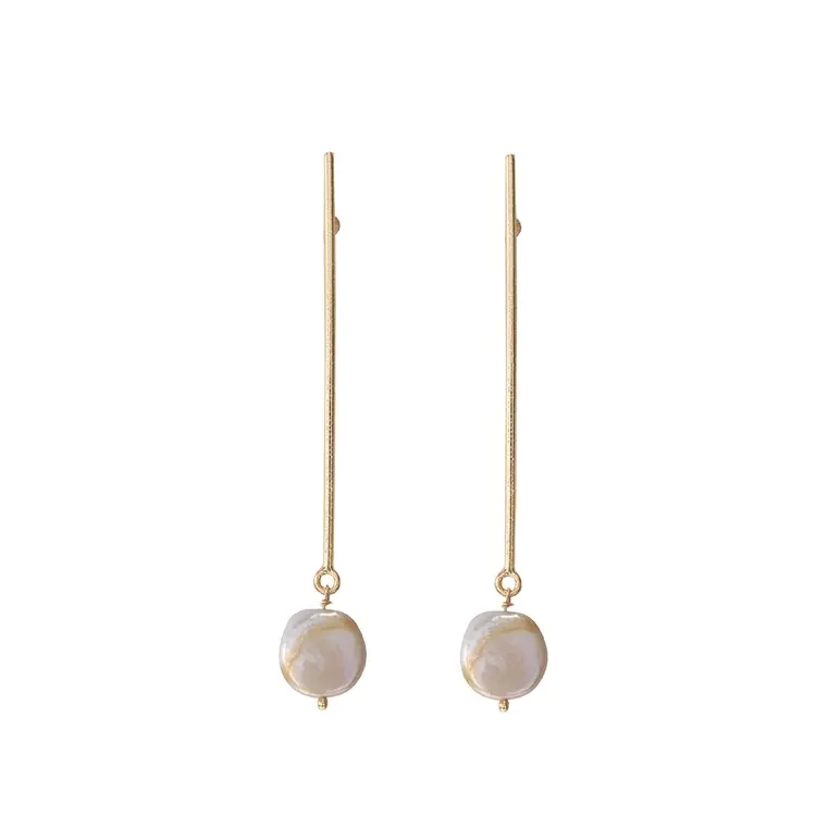 Orecchini pendenti in perle bianche di perle d'acqua dolce barocche classiche di dichiarazione popolare per le esportazioni al miglior prezzo di vendita