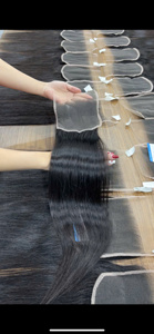 Hot New 100% Vierge Vietnamien Remy Extensions de Cheveux Humains Vague Naturelle Dentelle Fermeture avec Machine Double Trame - Product Image 5