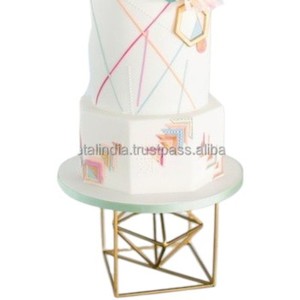 Soporte de metal personalizado para Tartas, exhibiciones elegantes de postres para eventos de bodas y hoteles con base de latón y tapa de mármol en juego de hierro, herramientas de metal para Tartas - Product Image 1